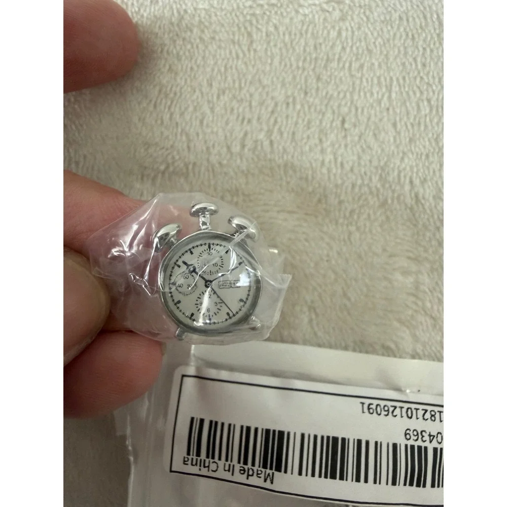 Novelty Alarm Clock Cufflinks Silver Tone Watch Face Mens Formal Accessories